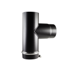 90 Degree Tee Bend w/Cap 5" Matt Black Vitreous Enamel Stove Flue Pipe